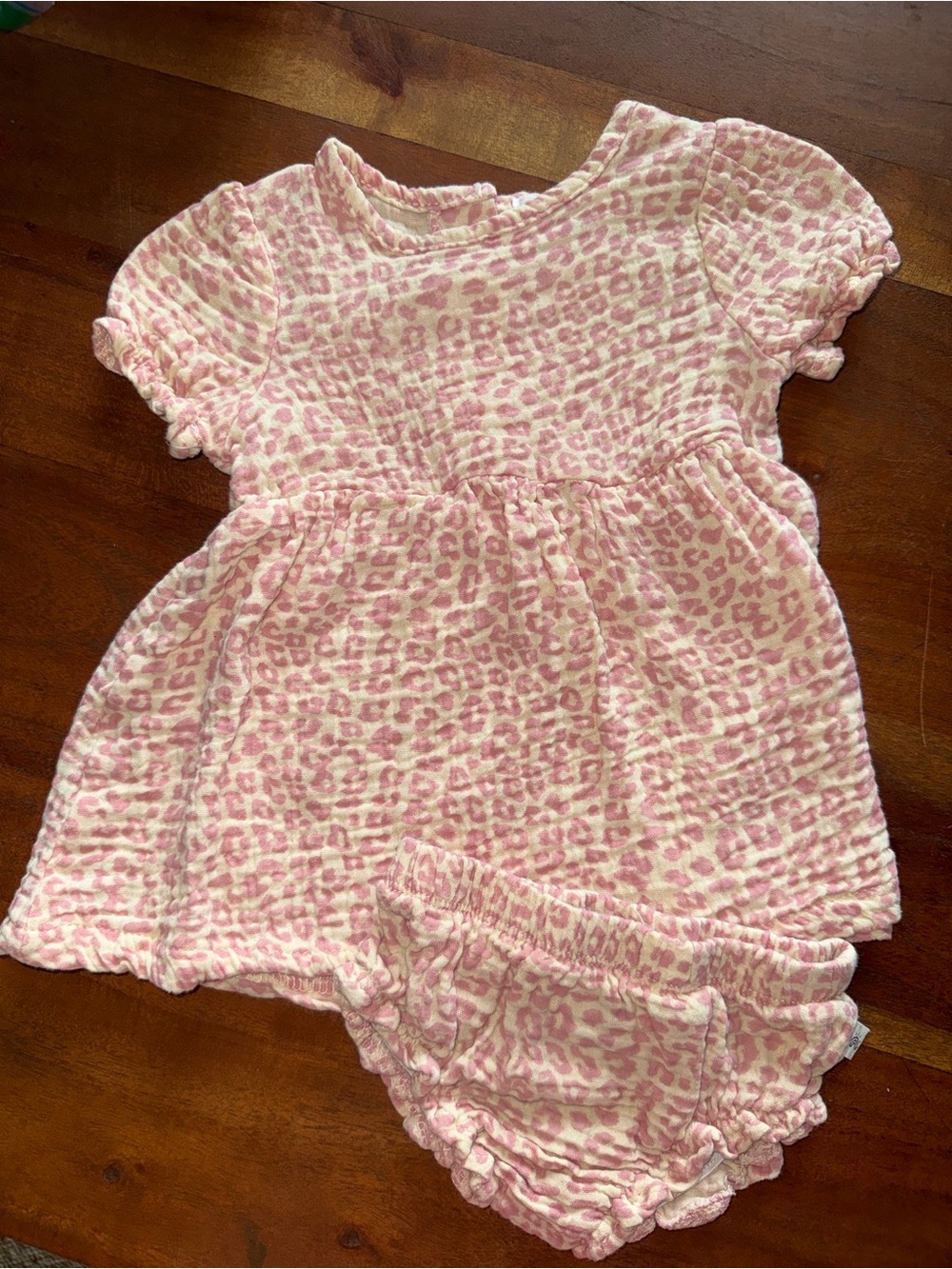 Pink Leopard Print Baby Girls Matching Set - Dress & Bloomers